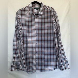 Perry Ellis White and Purple Casual Button Down Shirt